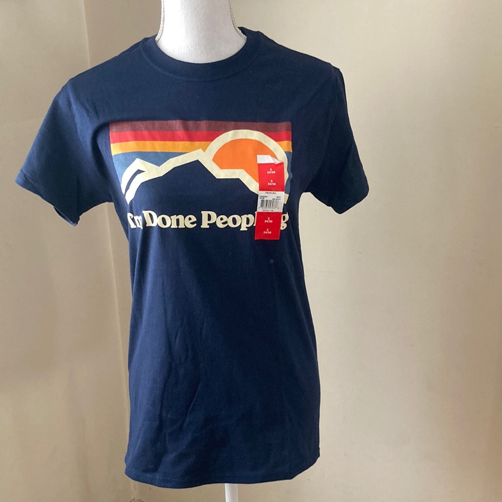 Retro Graphic Tee - Navy and Orange